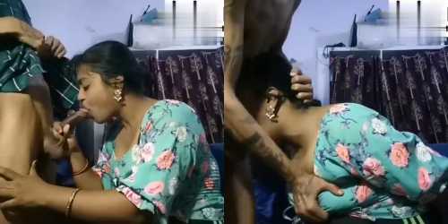 Sexy girl giving blowjob to her bf